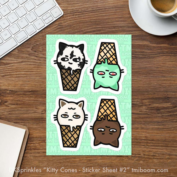 "Kitty Cones" sticker sheet #2 - by DKSprinkles