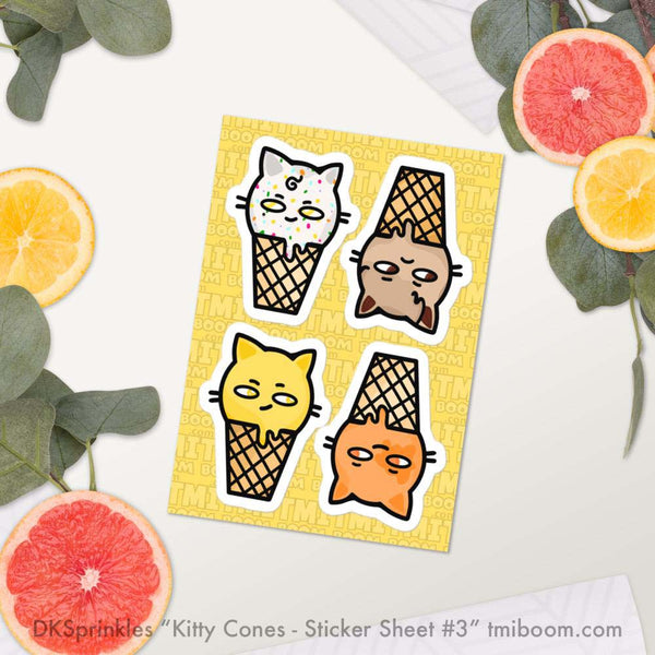 "Kitty Cones" sticker sheet #3 - by DKSprinkles