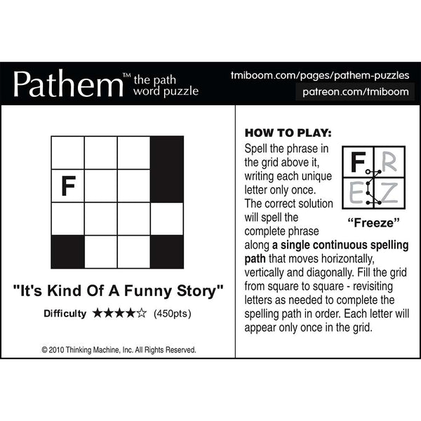 Pathem Puzzle: It's Kind Of A Funny Story