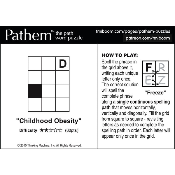 Pathem puzzle: "Childhood Obesity"