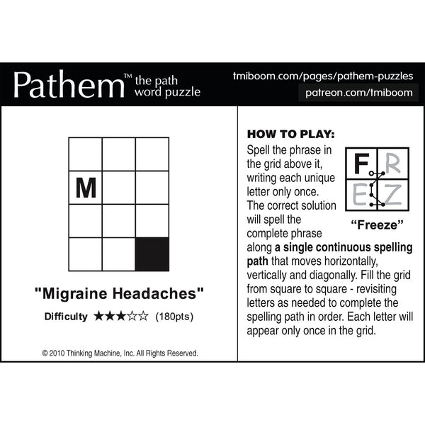Pathem puzzle: "migraine headaches"