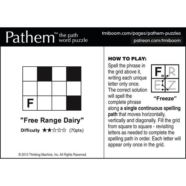 Pathem Puzzle: "Free Range Dairy"
