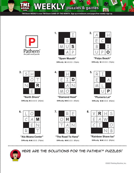 Pathem™ puzzle solutions!