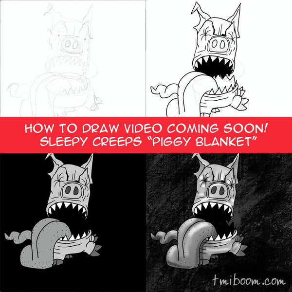 How to draw Piggy Blanket video - coming soon!