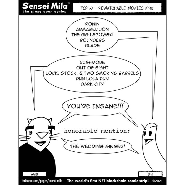 Sensei Mila comic strip: Top Ten rewatchable movies 1998