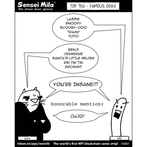 Sensei Mila comic strip - Top Ten Famous Dogs
