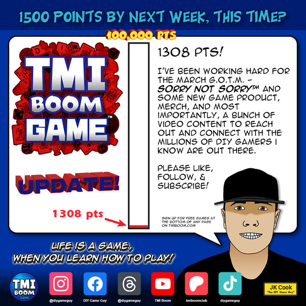 TMI Boom Game Update - 1308 pts!