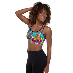 "FLOWER POWER" padded sports top